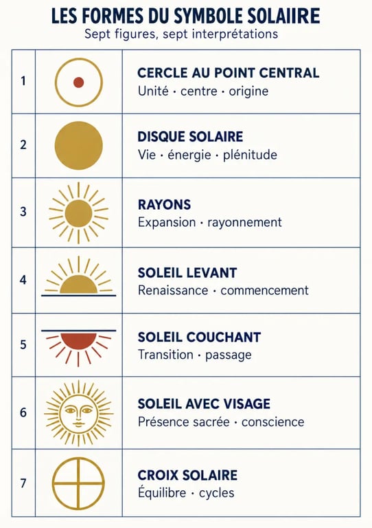 Infographie des principaux symboles du soleil et de leur signification