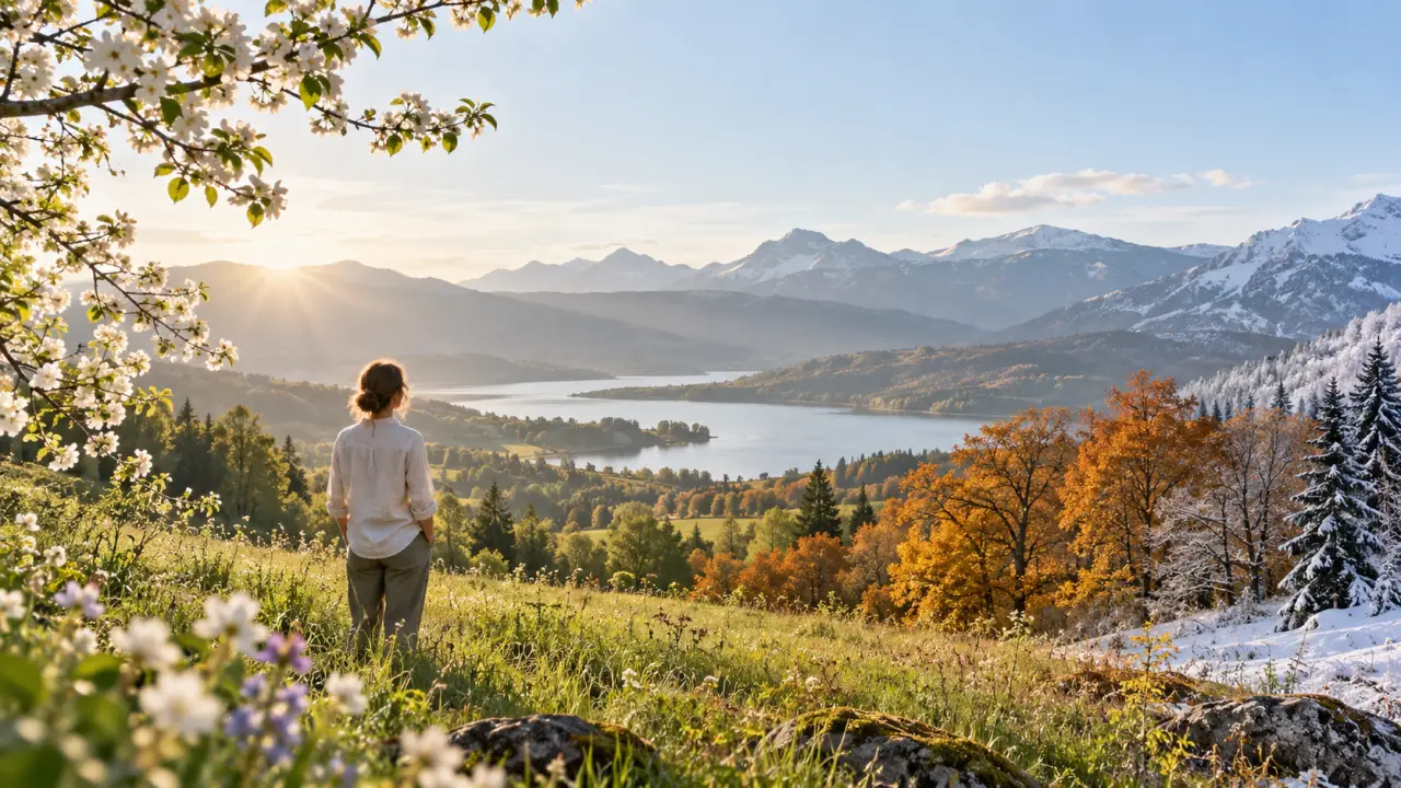 Paysage naturel baigné par la lumière douce d'une saison, invitation à la contemplation