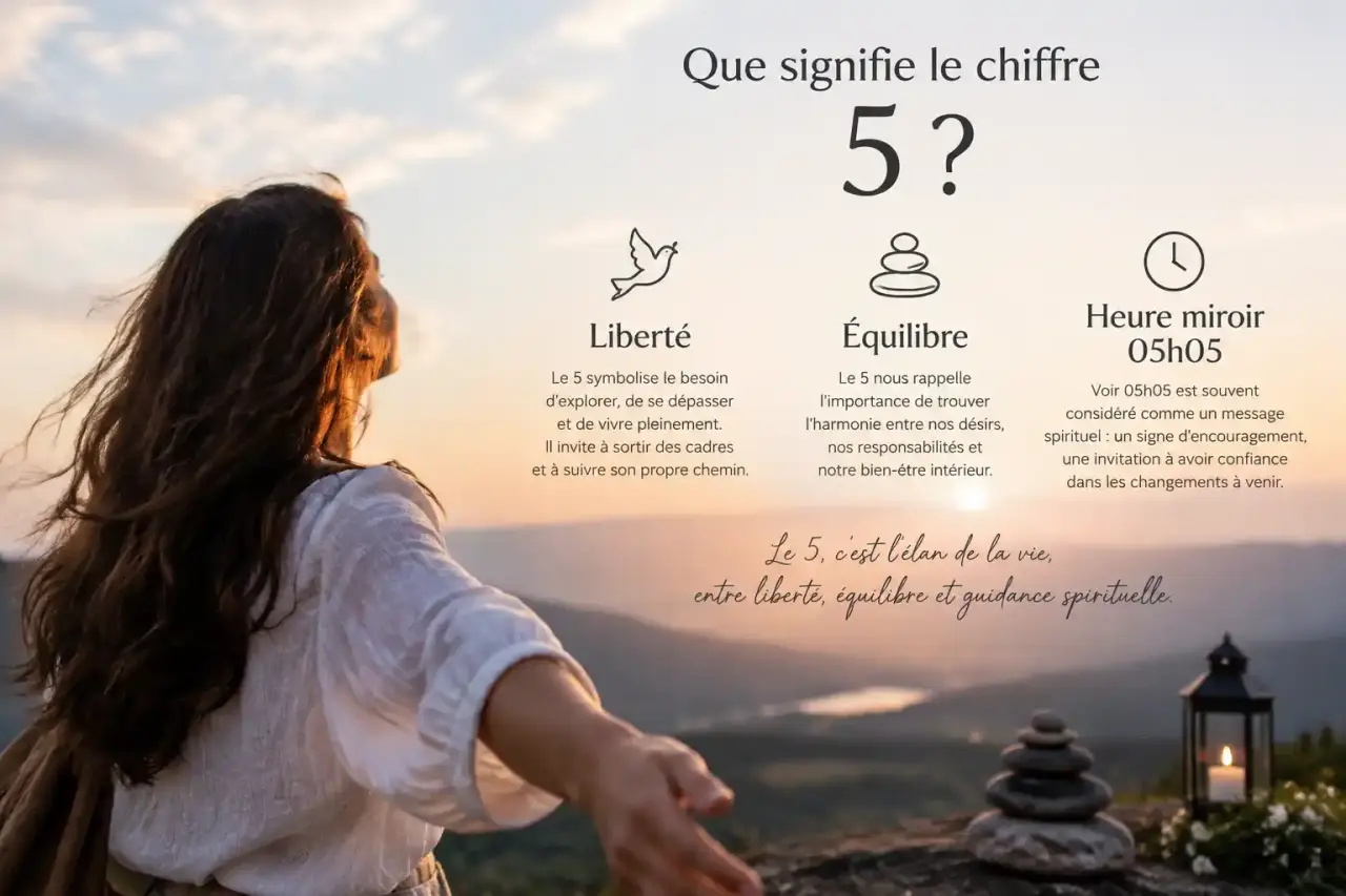 Que signifie le chiffre 5 ? Liberté, équilibre et heure miroir 05h05