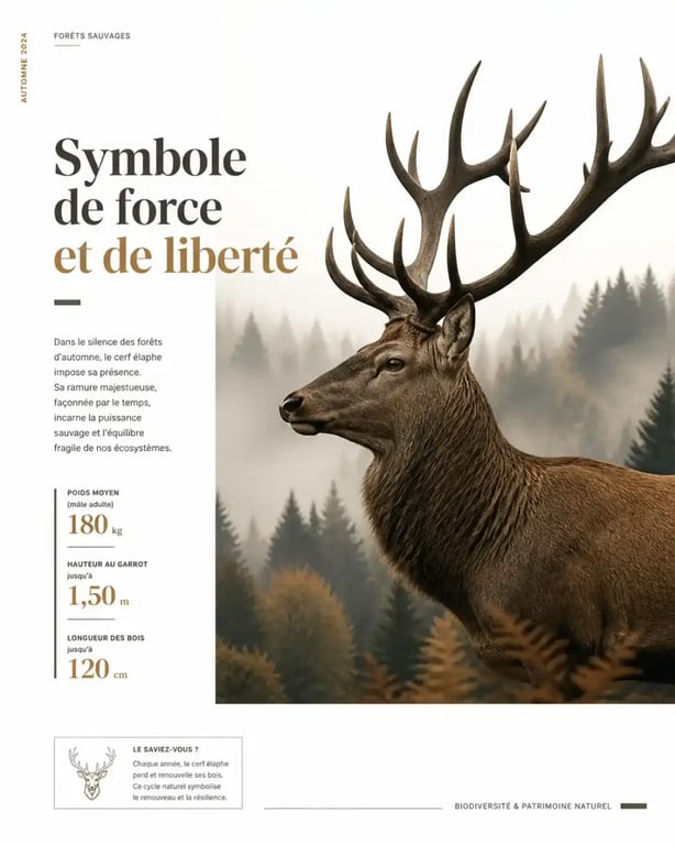 Cerf symbole de noblesse et de spiritualité dans une forêt, ramure imposante