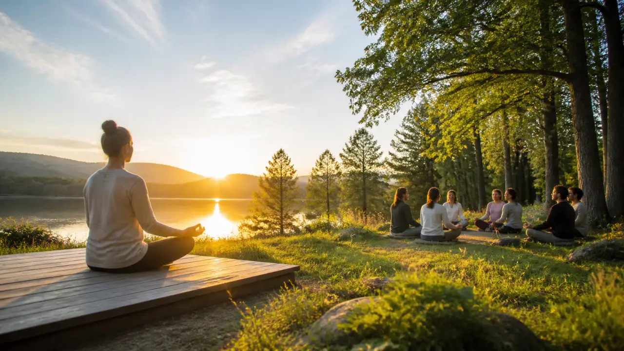 Espace de méditation serein baigné de lumière naturelle