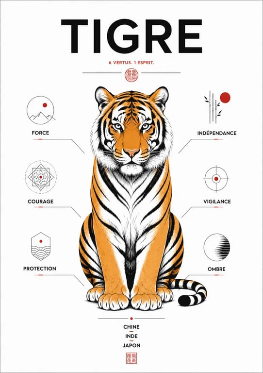 Symbolique du tigre : illustration éditoriale de la force, de la protection et des lectures culturelles